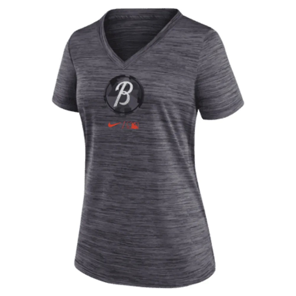 Nike Dri-FIT City Connect Velocity Practice (MLB Baltimore Orioles) Women's V-Neck T-Shirt. Nike.com