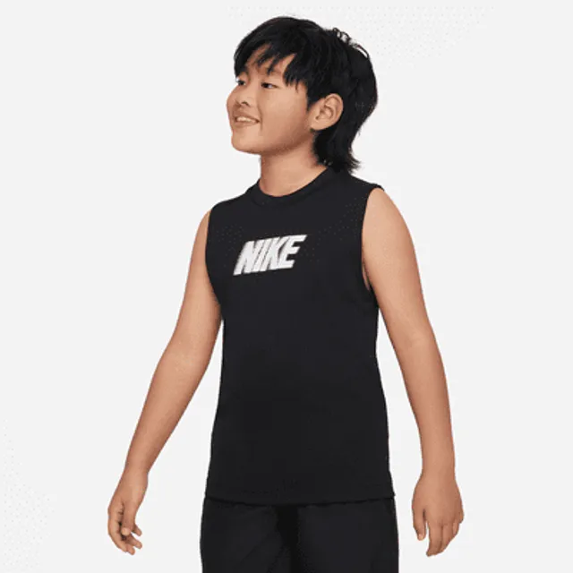 Nike Boys' Dri-Fit Sleeveless Training Tank Top, Small, Bright Cactus/White