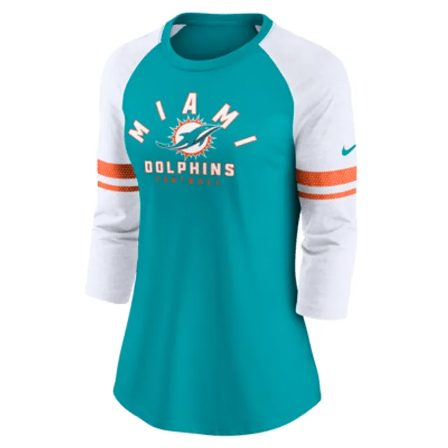 Nike Women's Fashion (NFL Miami Dolphins) High-Hip T-Shirt in Blue, Size: Large | NKZZ087K9P-06V