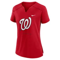 Washington Nationals Women's Plus Size Notch Neck T-Shirt - White/Navy