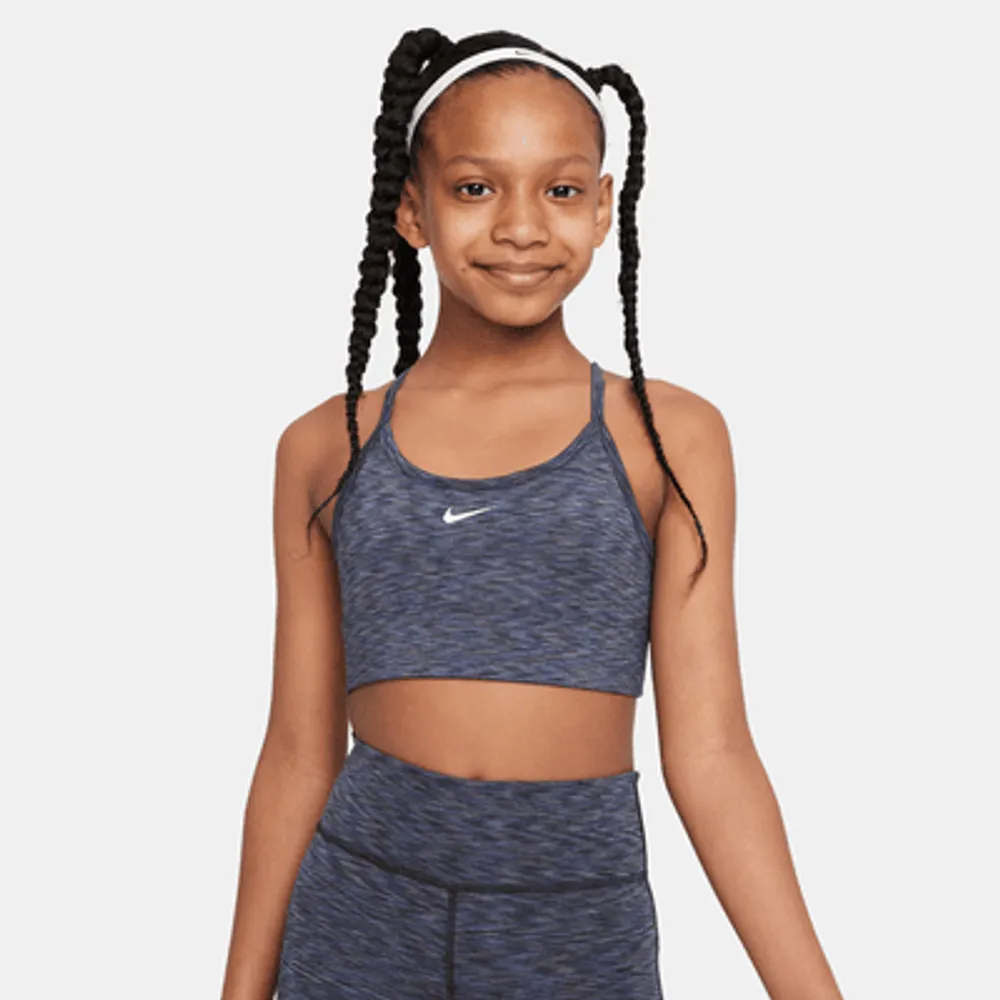 Nike Sports Bra Girls Medium Gray Black Athletic Gym Outdoors Child Kids A3