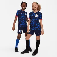 Netherlands 2023 Stadium Away Big Kids' Nike Dri-FIT Soccer Jersey. Nike.com