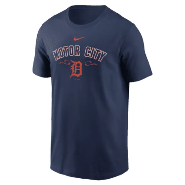 Nike Men's Detroit Tigers Navy Arch Over Logo Long Sleeve T-Shirt