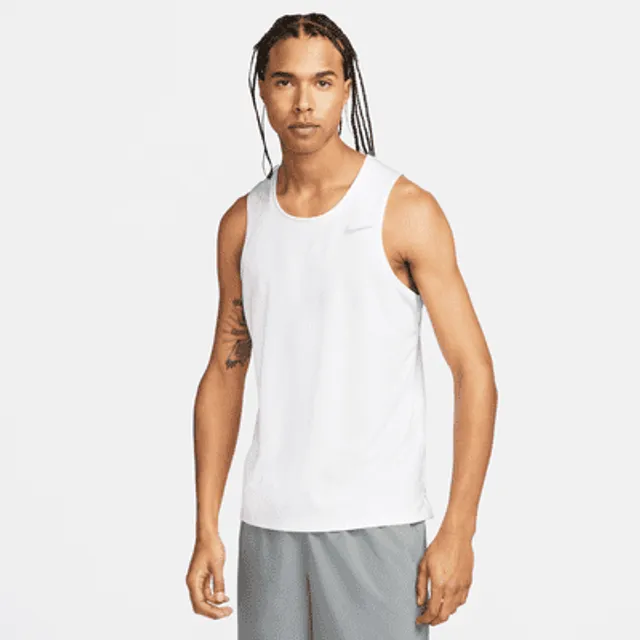 Nike Mens Dri-Fit Elite Stripe Basketball Tank Top Shirt Grey/Navy