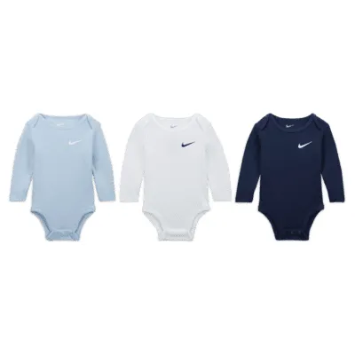 Nike Essentials 3-Pack Long Sleeve Bodysuits Baby Bodysuit Pack. Nike.com