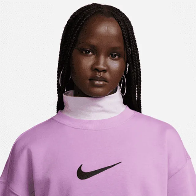 Nike Mini Swoosh Oversized Cropped Sweatshirt In Purple