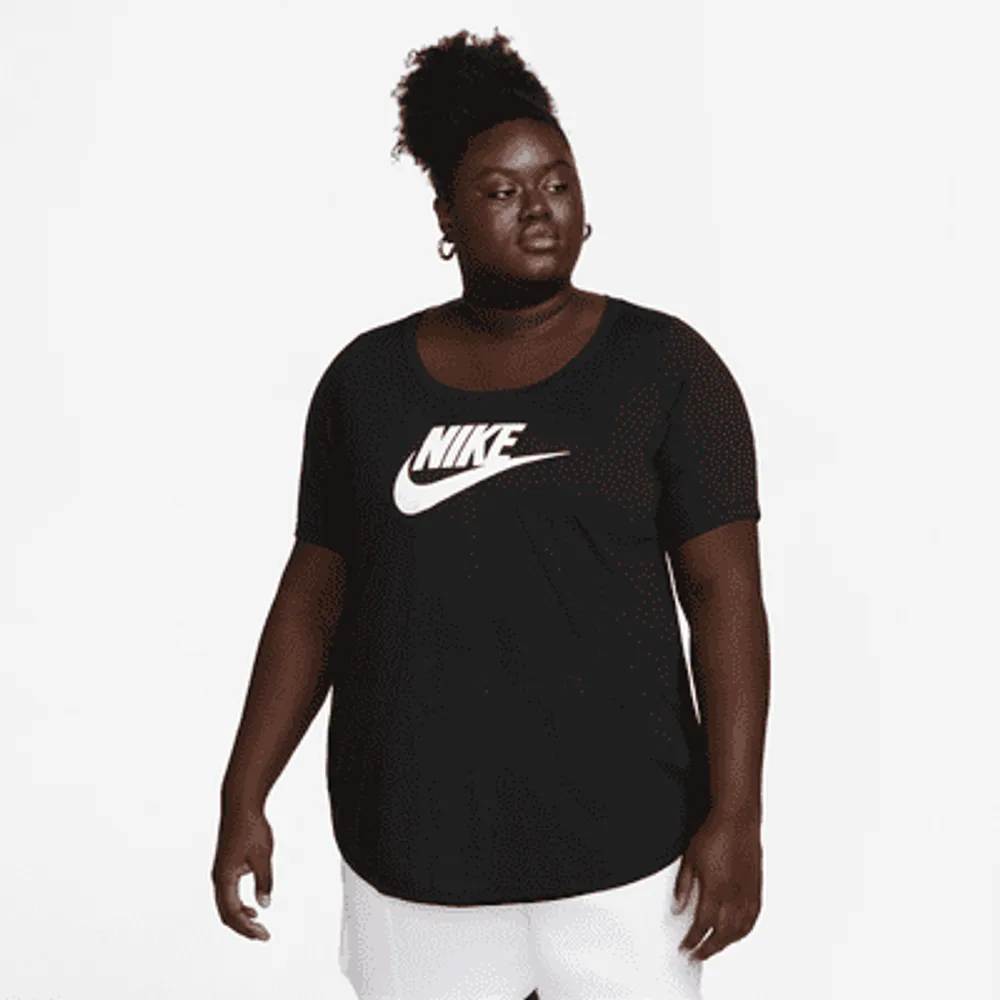 Nike Plus Size Sportswear Essentials Long-sleeve Top In Diffused Blue