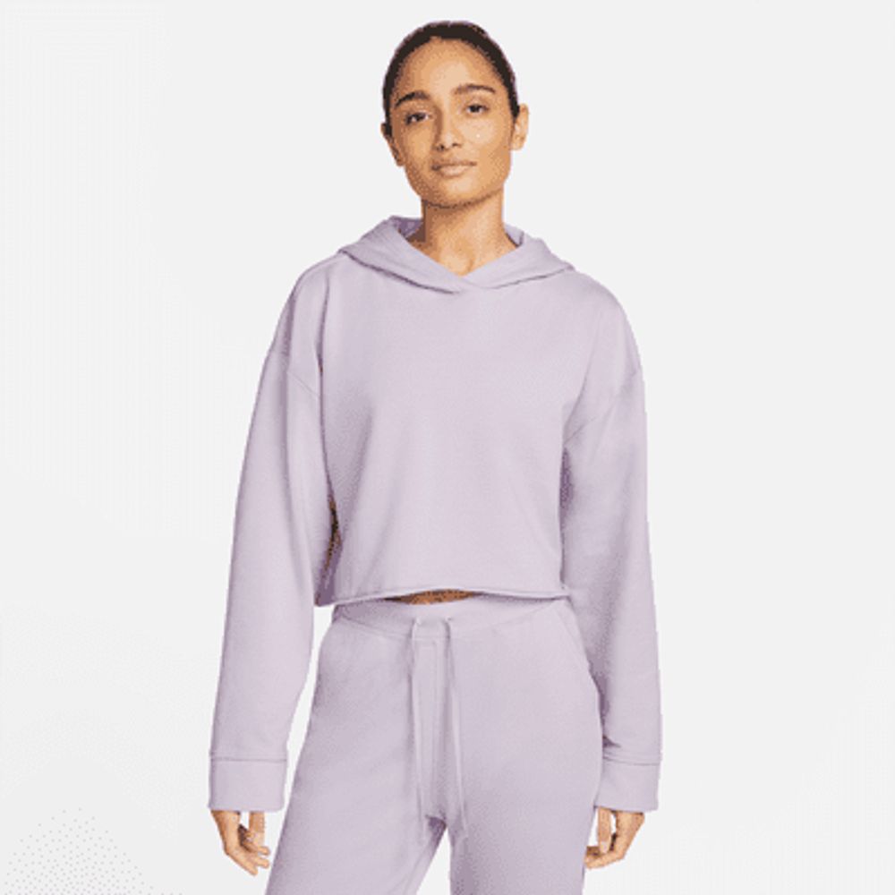 Sweat à capuche court en tissu Fleece Nike Yoga Luxe pour Femme. FR