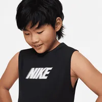 Nike Boys' Dri-Fit Sleeveless Training Tank Top, Small, Bright Cactus/White