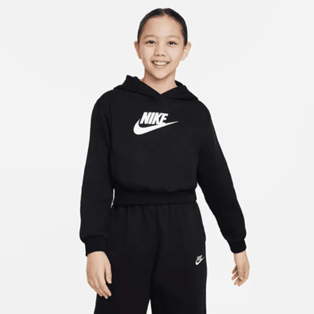 Nike Junior Girls' Sportswear Club French Terry Cropped Pullover Hoodie  Medium Soft Pink / White