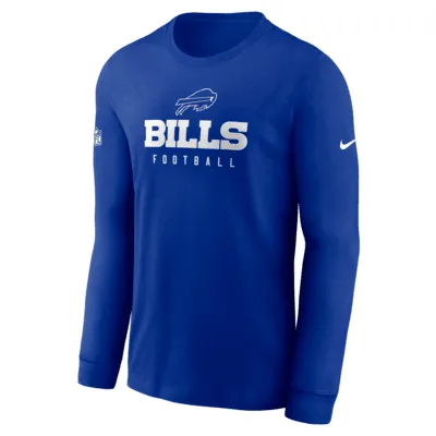 Nike Men's Dri-Fit Sideline Velocity (NFL Buffalo Bills) Long-Sleeve T-Shirt in Grey, Size: Medium | 00KX06G81-078