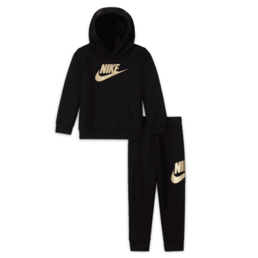 Nike FLEECE PO HOODIE & JOGGER 2PC SET Black - BLACK / LT SMOKE GREY