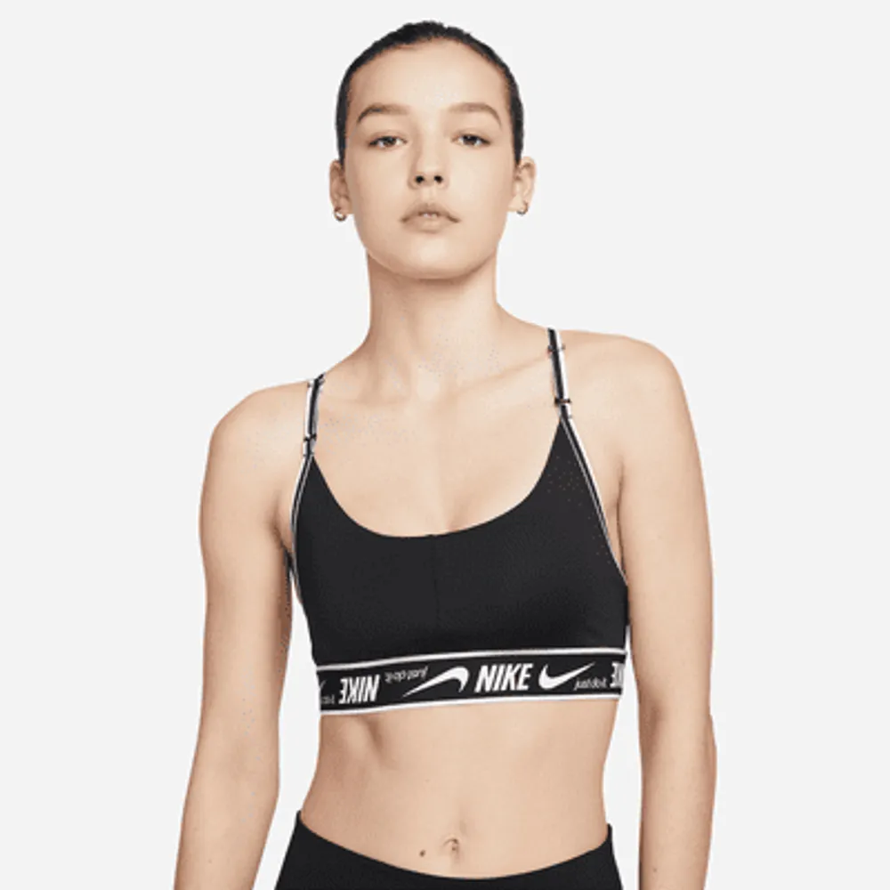 Buy Nike Brown Dri-FIT Indy Light-Support V-Neck Leopard Print Bra