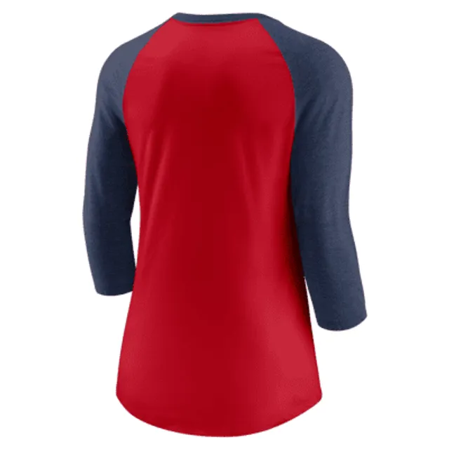 Women's Nike Royal/Light Blue Kansas City Royals Next Up Tri-Blend Raglan 3/4-Sleeve T-Shirt Size: Extra Small