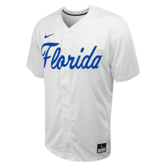Men's Nike White/Royal Florida Gators Pinstripe Replica Full-Button Baseball  Jersey