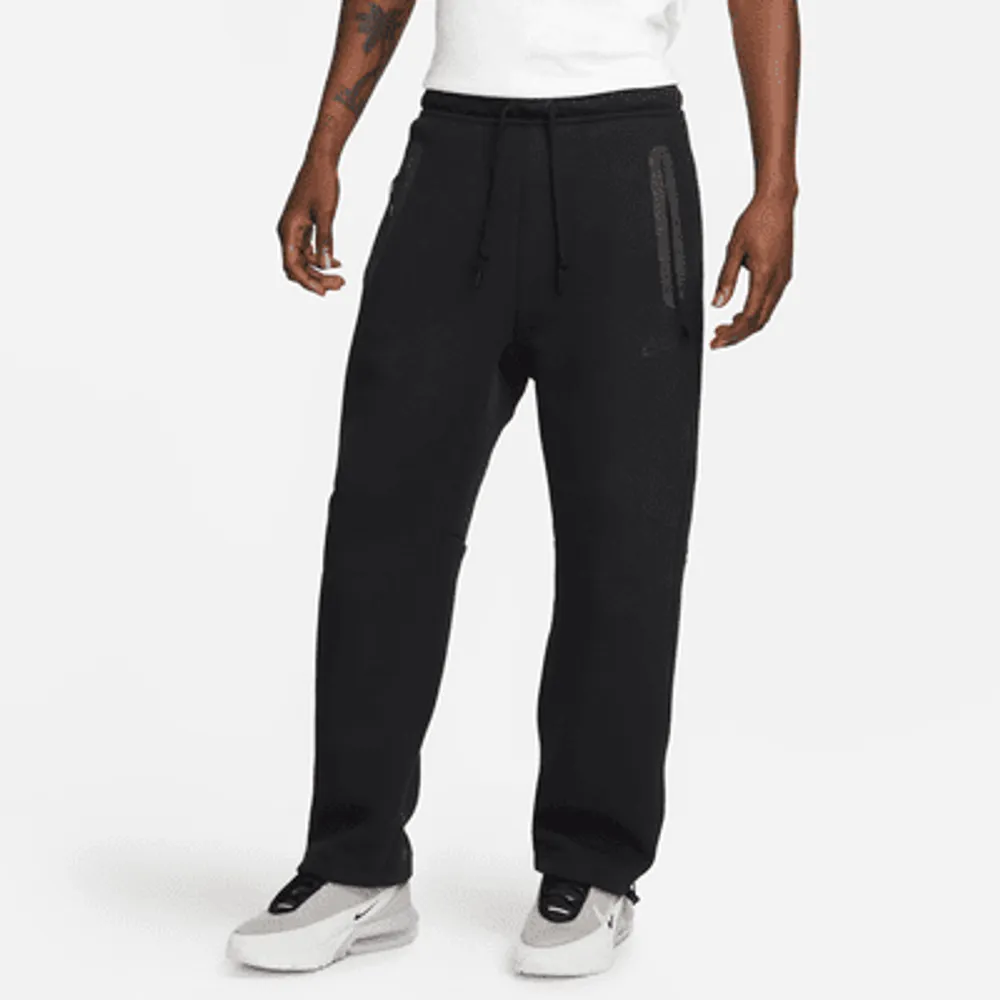 Nike Dri Fit Girls Track Pants Black Gray Pockets Drawstring Waist Open Hem  XL 