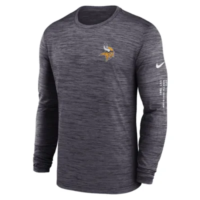 Nike Men's Minnesota Vikings Sideline Velocity Dark Heather Long Sleeve T-Shirt - Grey - XXL Each