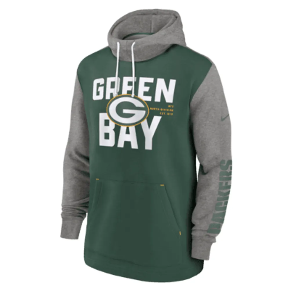 Youth Green Bay Packers Nike Green Logo Performance Pullover Hoodie