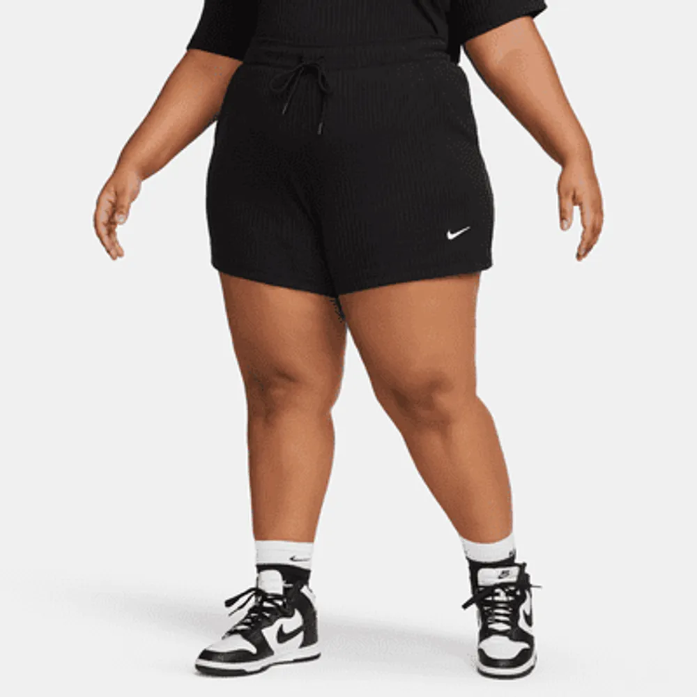 Nike Sportswear Women's High-Waisted Ribbed Jersey Shorts (Plus Size). UK
