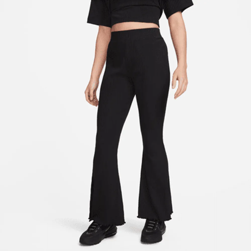 Nike Women's Sportswear High-waisted Ribbed Jersey Flared Pants In
