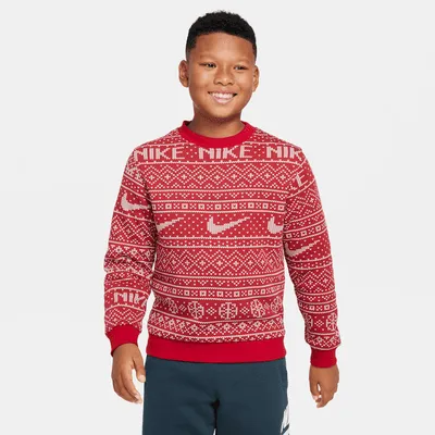 Nike Sportswear Club Fleece Big Kids' Crew-Neck Holiday Sweatshirt. Nike.com