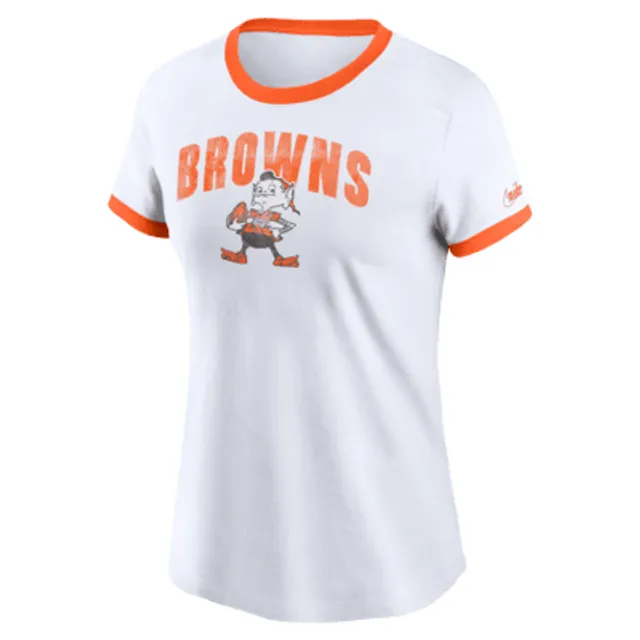 Men's Nike White/Orange Cleveland Browns Rewind 3/4-Sleeve T-Shirt Size: Small