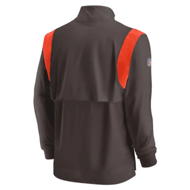 Chicago Bears Nike Sideline Coaches Half-Zip Short Sleeve Jacket - Orange/Navy, Size: Medium