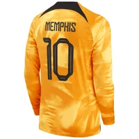 Netherlands National Team 2022/23 Stadium Home (Memphis Depay) Men's Nike Dri-FIT Long-Sleeve Soccer Jersey. Nike.com