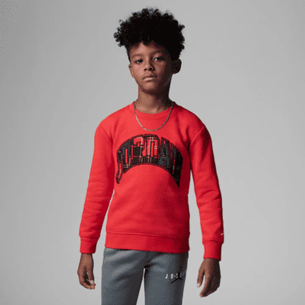 Brooklyn Fleece Plaid Crew Little Kids' Crewneck. Nike.com