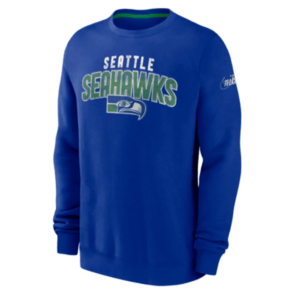 Seattle Seahawks Rewind Club Nike Men's NFL Pullover Crew in Blue, Size: Large | NKPUEI81V78-068