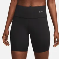 Nike Women's Tight Mid-Rise Ribbed-Panel Running Shorts with Pockets. Nike.com