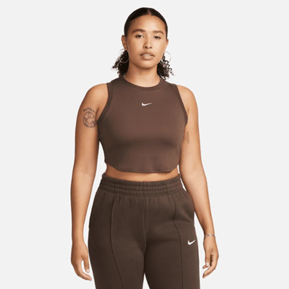 Nike Sportswear Chill Knit Women's Tight Scoop-Back Short-Sleeve Mini-Rib  Top. Nike LU