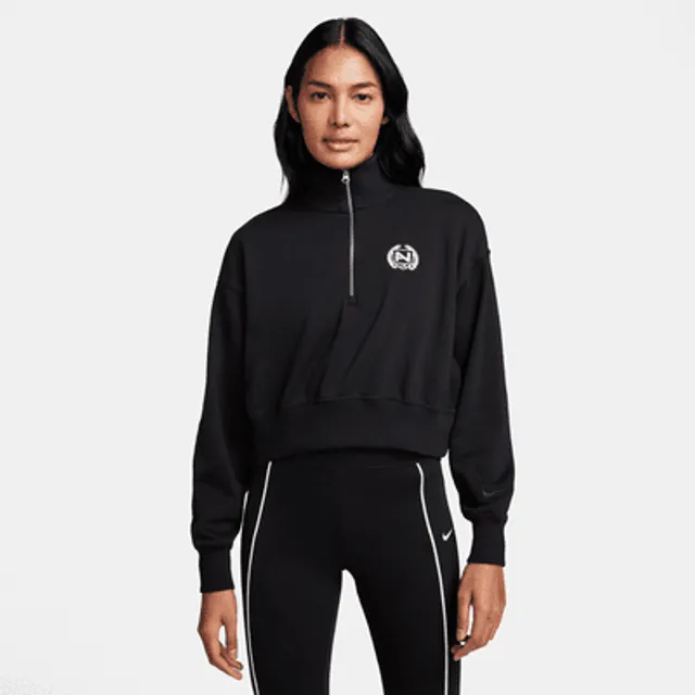 Nike Sportswear Women's Oversized 1/2-Zip Crop Fleece Sweatshirt.