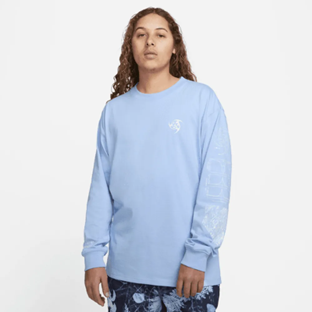 long sleeve blue nike shirt