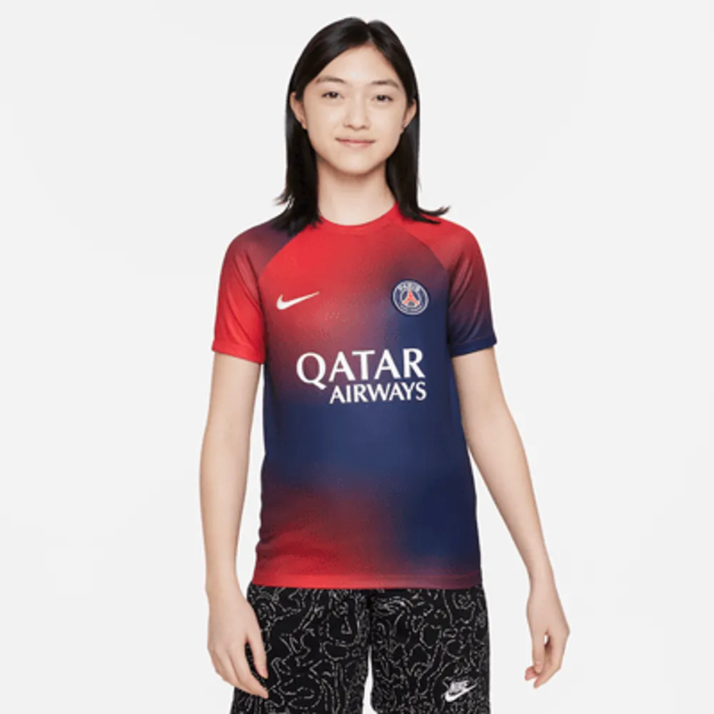 Paris Saint-Germain Academy Pro Home Big Kids' Nike Dri-FIT Pre-Match Soccer Top. Nike.com