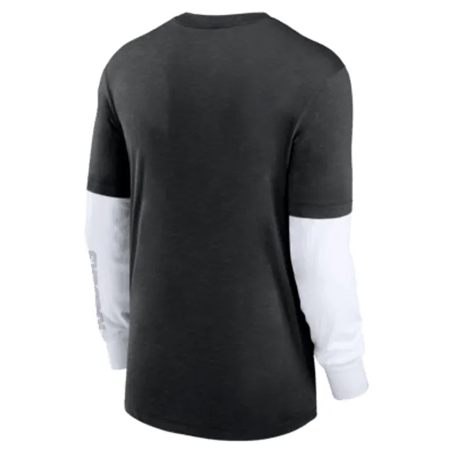 Las Vegas Raiders Men's Long Sleeve Angle Tee - Black/White/Grey