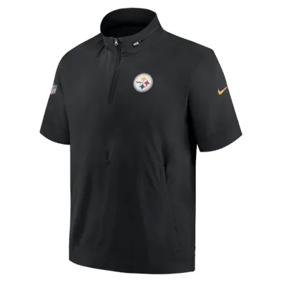 Pittsburgh Steelers Sideline Men’s Nike Men's NFL 1/2-Zip Hooded Jacket in Black, Size: Small | 00MI00A7L-EU6