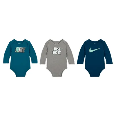 Nike Sportswear Baby (3-9M) Long-Sleeve Bodysuits (3-Pack). Nike.com