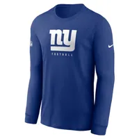 Nike Men's New York Giants Sideline Velocity Long Sleeve T-Shirt - Dark Grey Heather - XXL Each