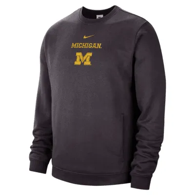 Nike College Club Fleece (Michigan) Men's Sweatshirt. Nike.com