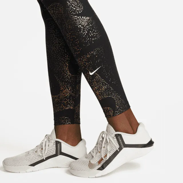 Nike, Pants & Jumpsuits, Nike Pro Black Gold Metallic Dotted Leggings  Size Small