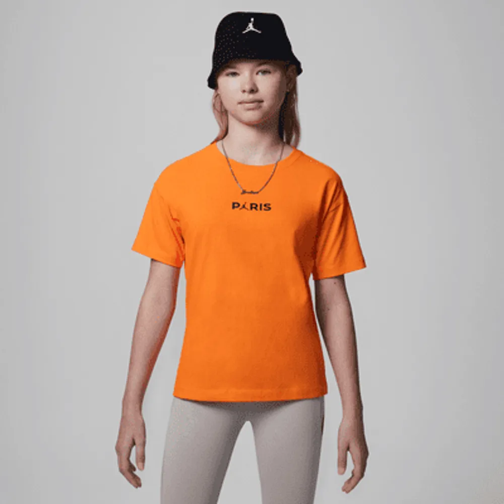 kids orange nike shirt