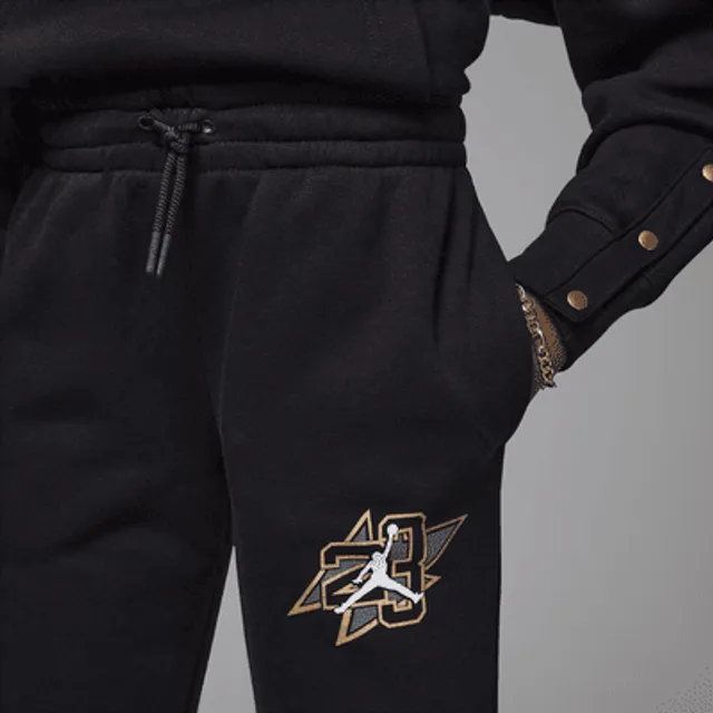 Jordan Take Flight Black and Gold Fleece Pants Big Kids Pants.