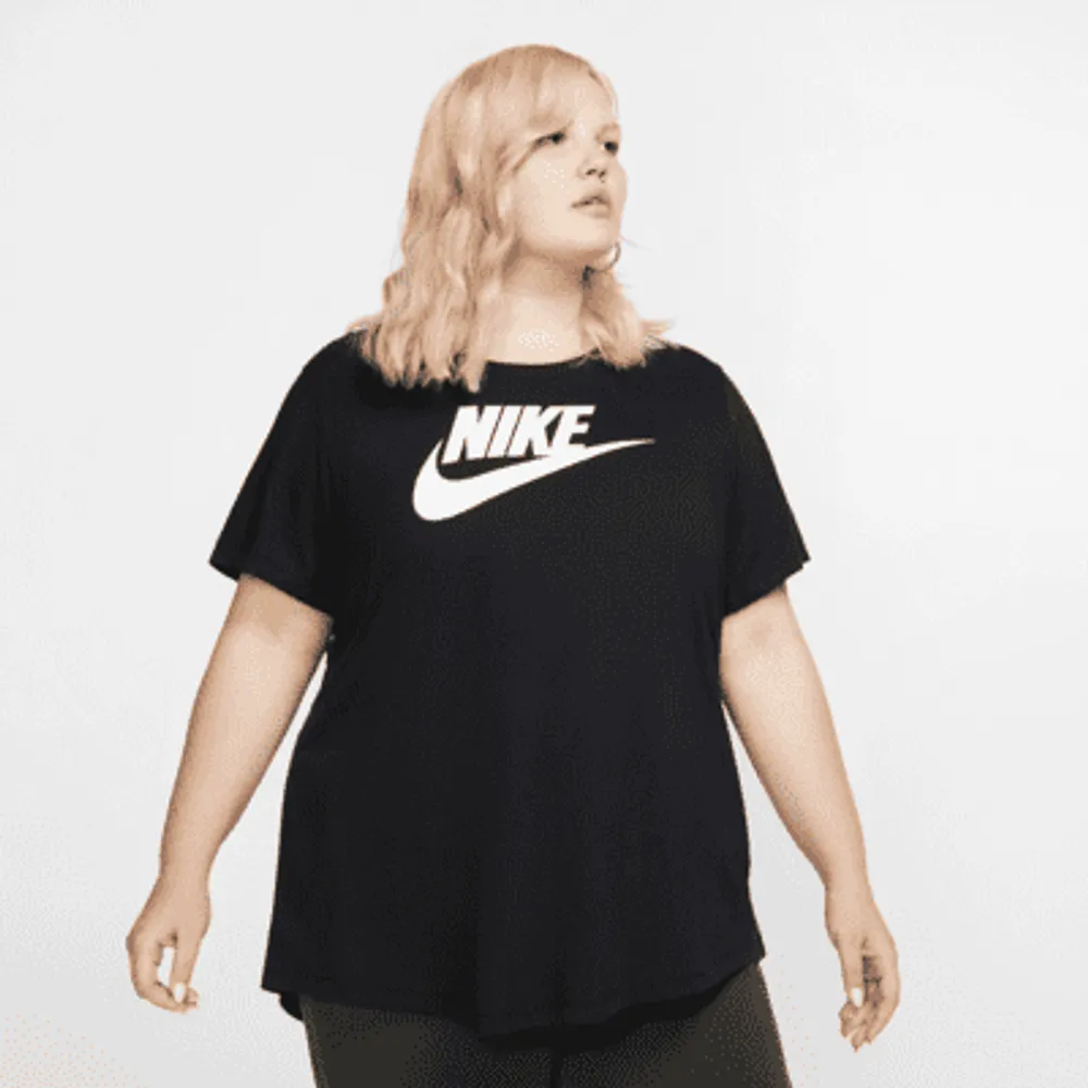 Nike Women's Sportswear Essential Logo T-Shirt, Plus Size 1X, Olive/White