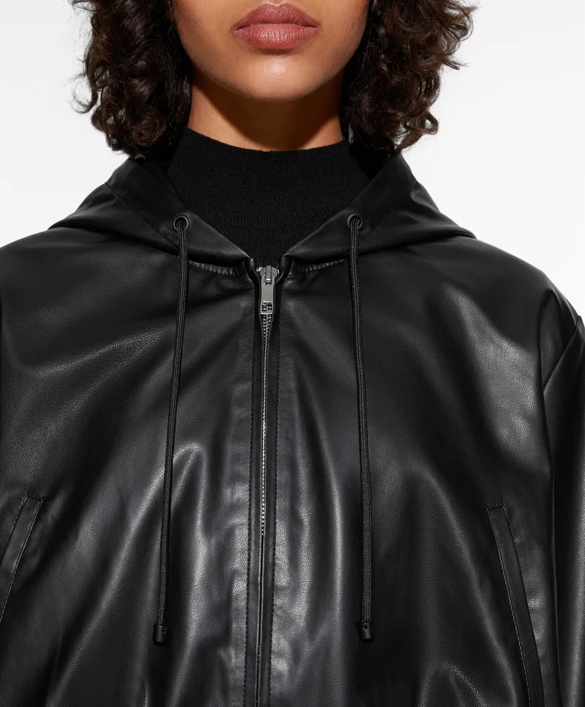 Neoprene-effect crop jacket