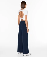 Pantalón wide leg con modal tacto suave botones