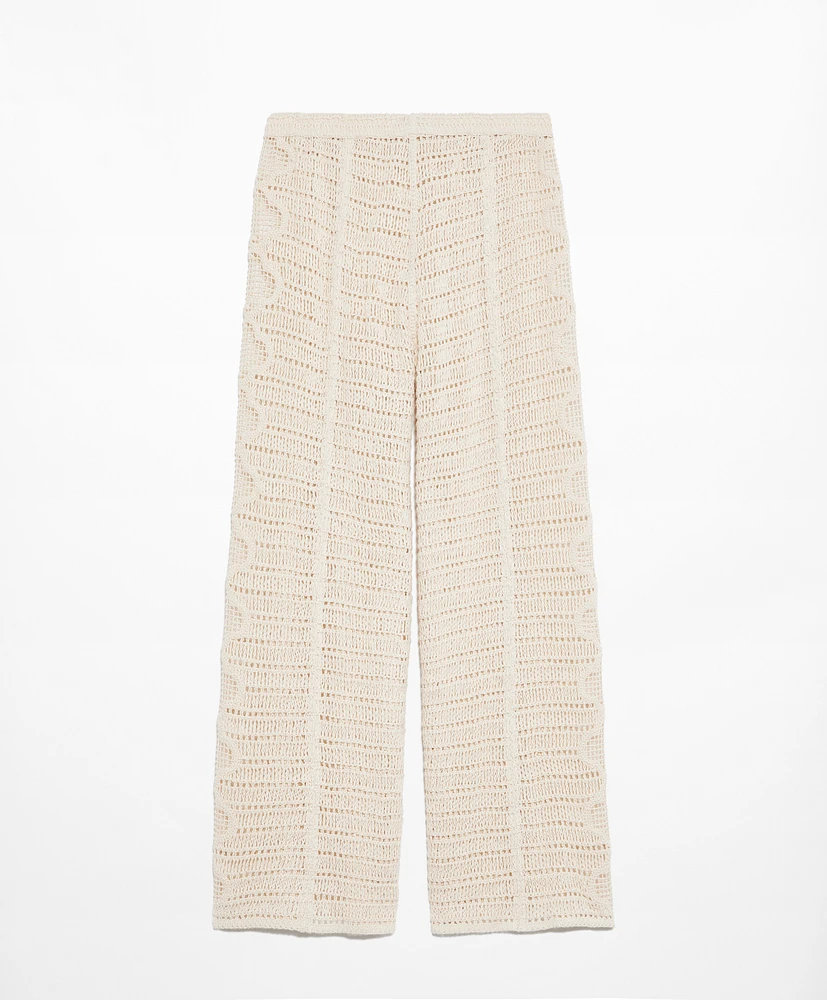 Pantalón largo crochet bordado