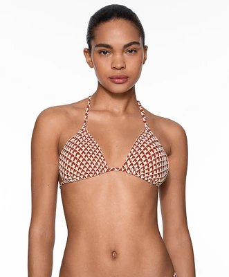 Bikini top triangular jacquard geométrico