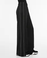 Pantalón recto wide leg con modal aplique lateral