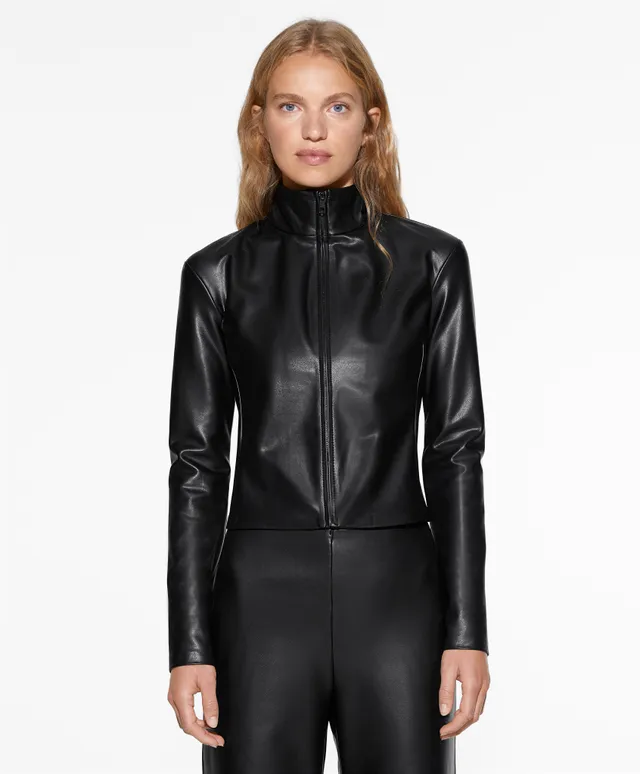 Neoprene-effect crop jacket